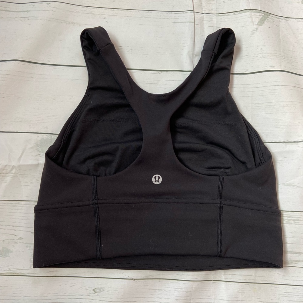 Lululemon black bra size 6 wonder train longline